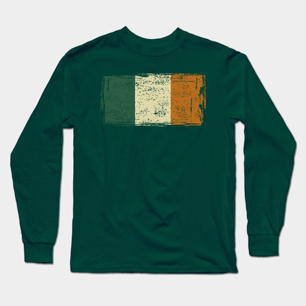 Irish Flag Distressed Design Long Sleeve T-Shirt by PsychoDynamics